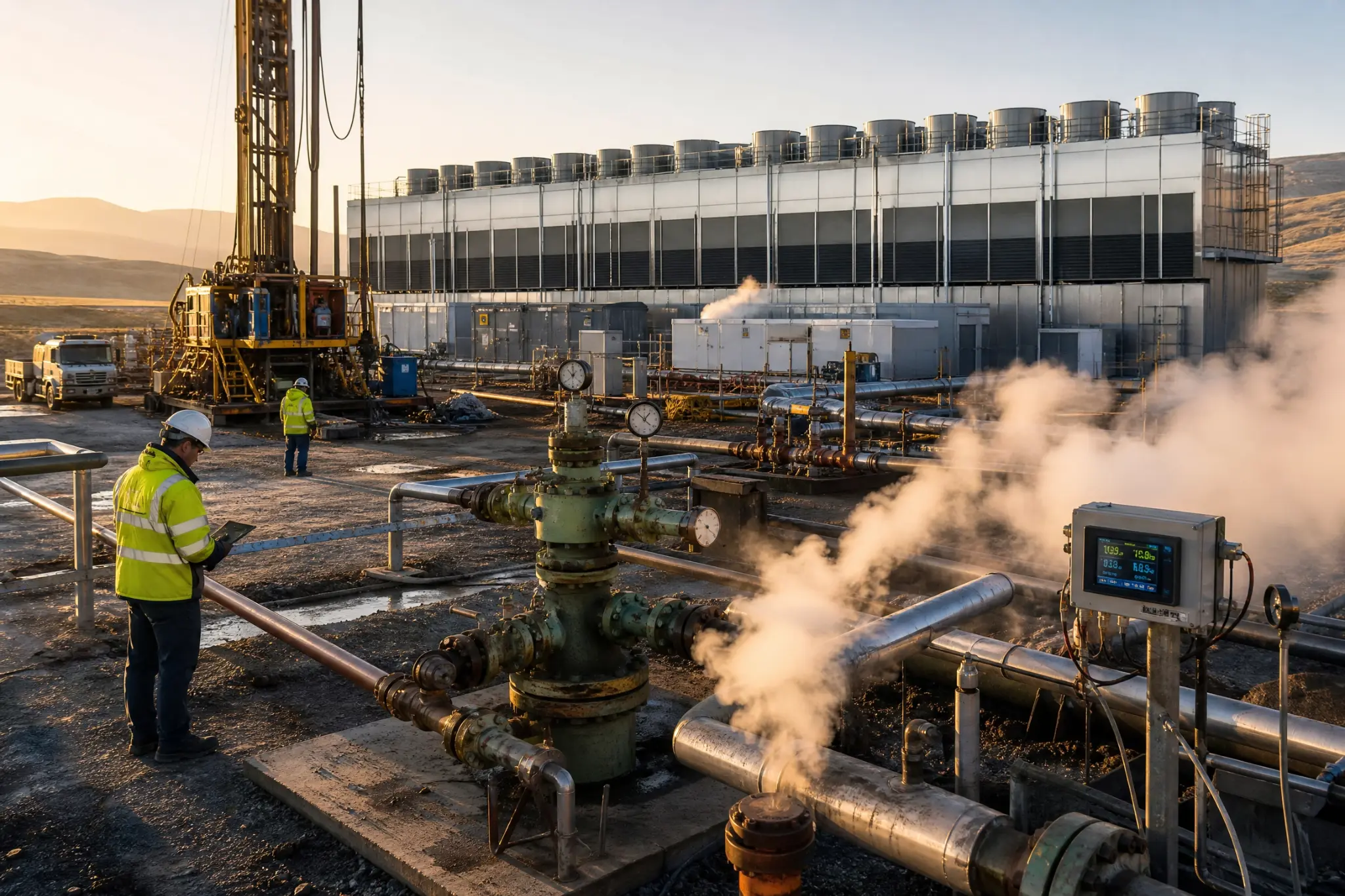Geothermal wellhead at data centre