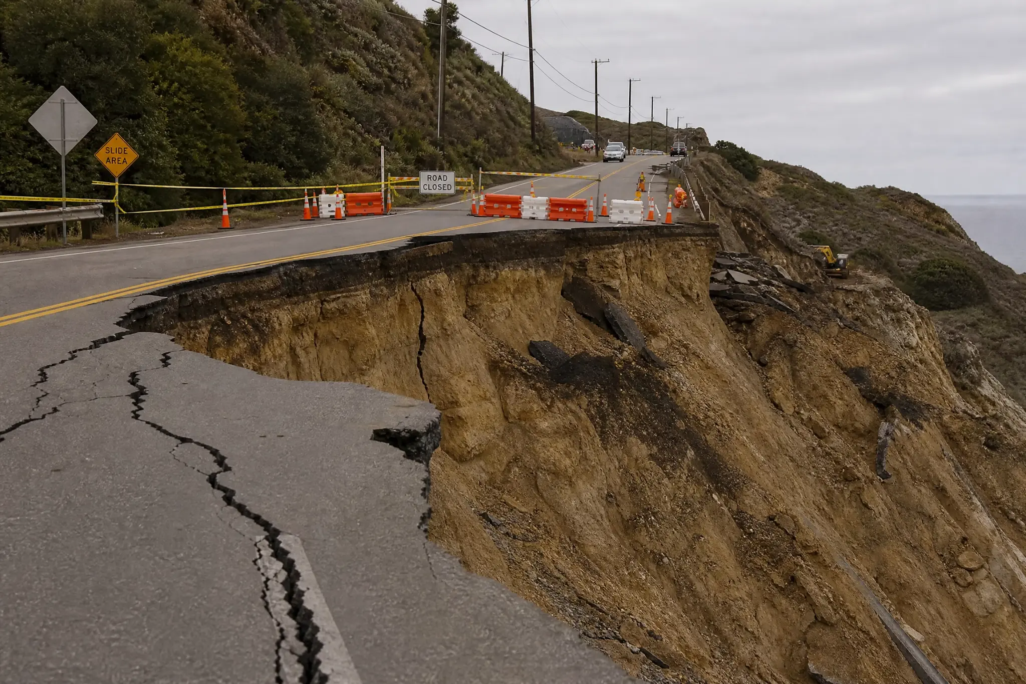 Road subsidence and landslide damage