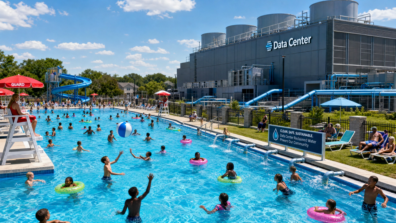 Data centre with reclaimed water cooling